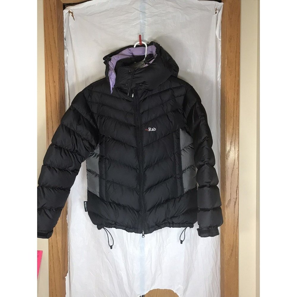 Rab Ascent Down Puff Jacket Womens UK 12 US M Black Hooded Pertex Endurance Coat